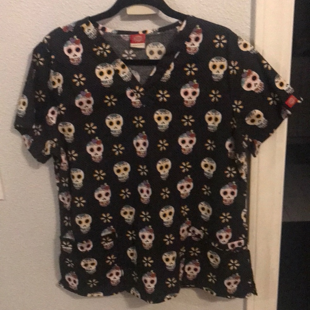 Dickies “Dia de los Muertos” Scrub Top.